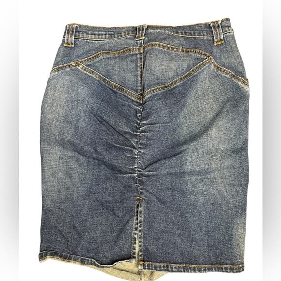 Y2K Cache Ruched Back Denim Pencil Skirt Womens Size 8 Butt Ruching Streetwear - Picture 3 of 8